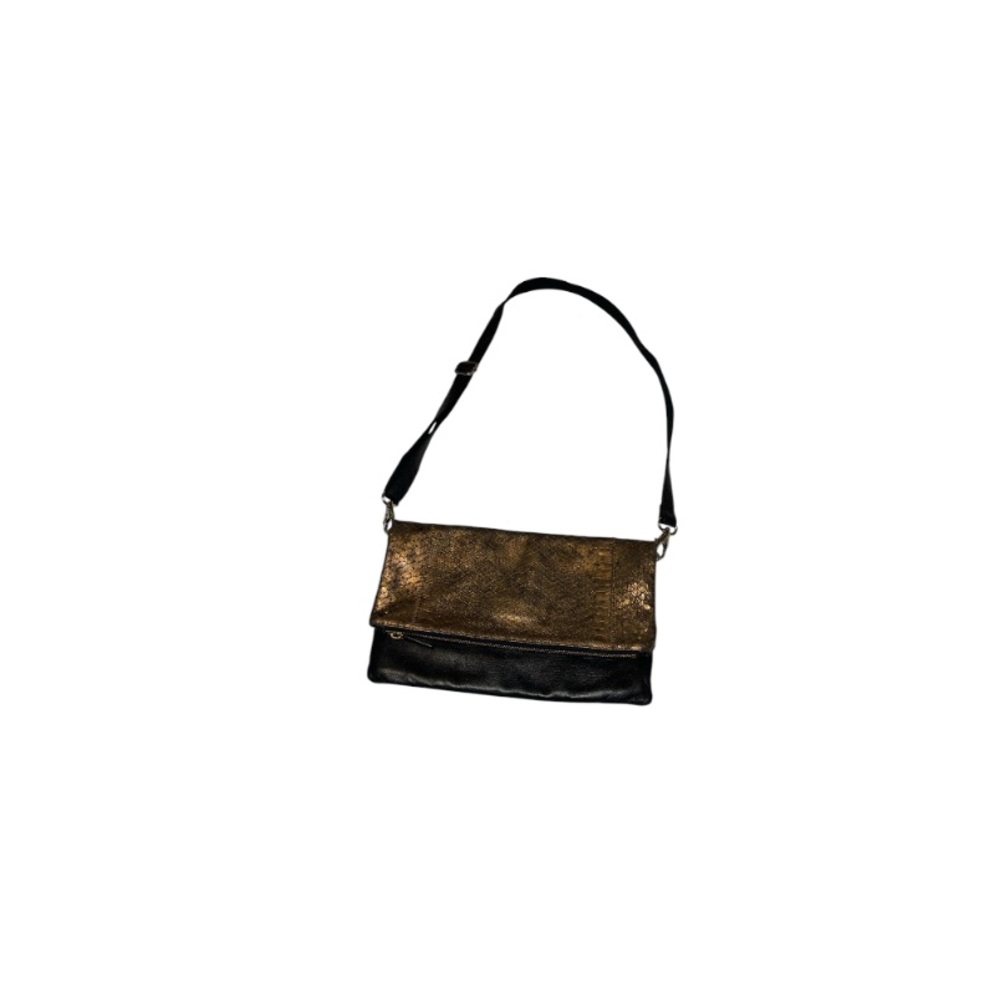 Club Monaco Black and Copper Snake Print Leather Purse